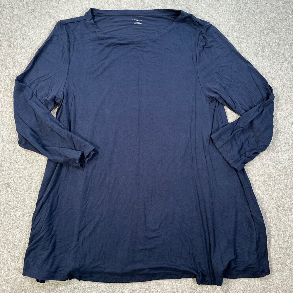 Daily Ritual Navy Blue 3/4 Sleeve Tunic Shirt Women's XL Casual Crew Neck Top